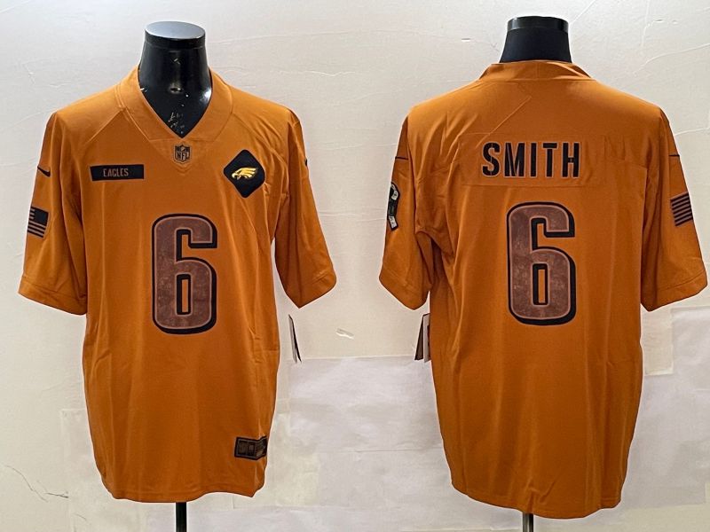 Men Philadelphia Eagles #6 Smith Yellow Nike 2025 Salute to Service Limited NFL Jersey style 1